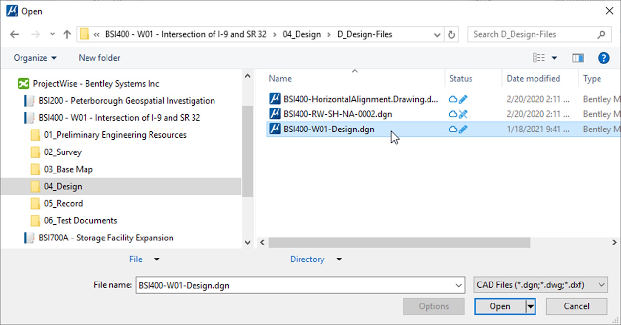 ProjectWise Drive interface