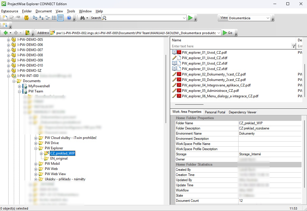 ProjectWise Explorer interface