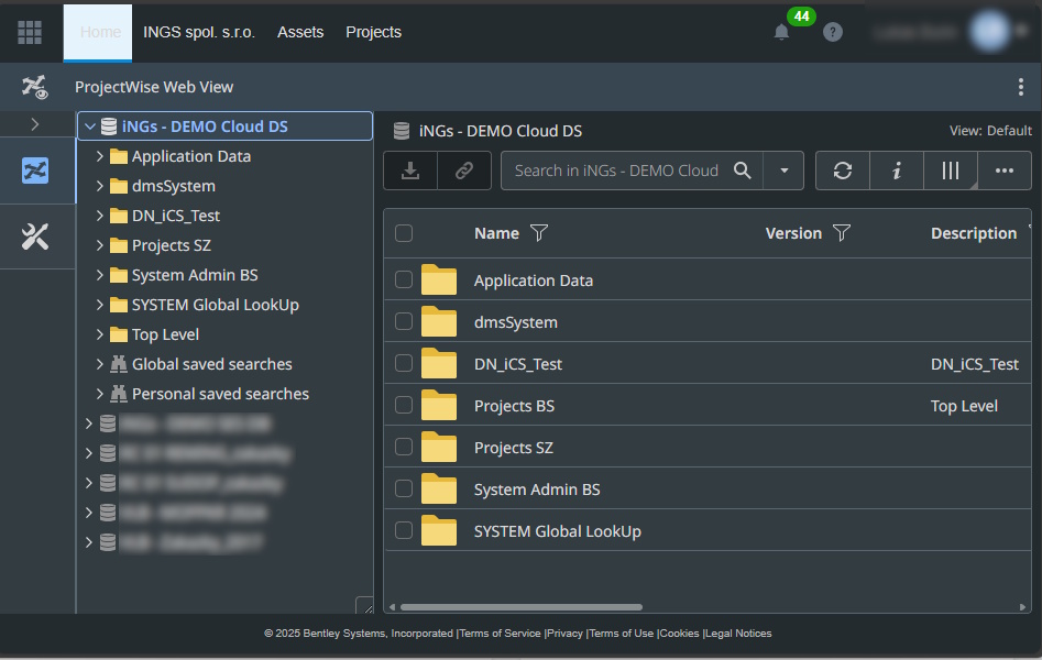 ProjectWise Web View interface